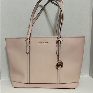 Michael Kors Blush Pink Saffiano Leather Tote with Gold MK Charm